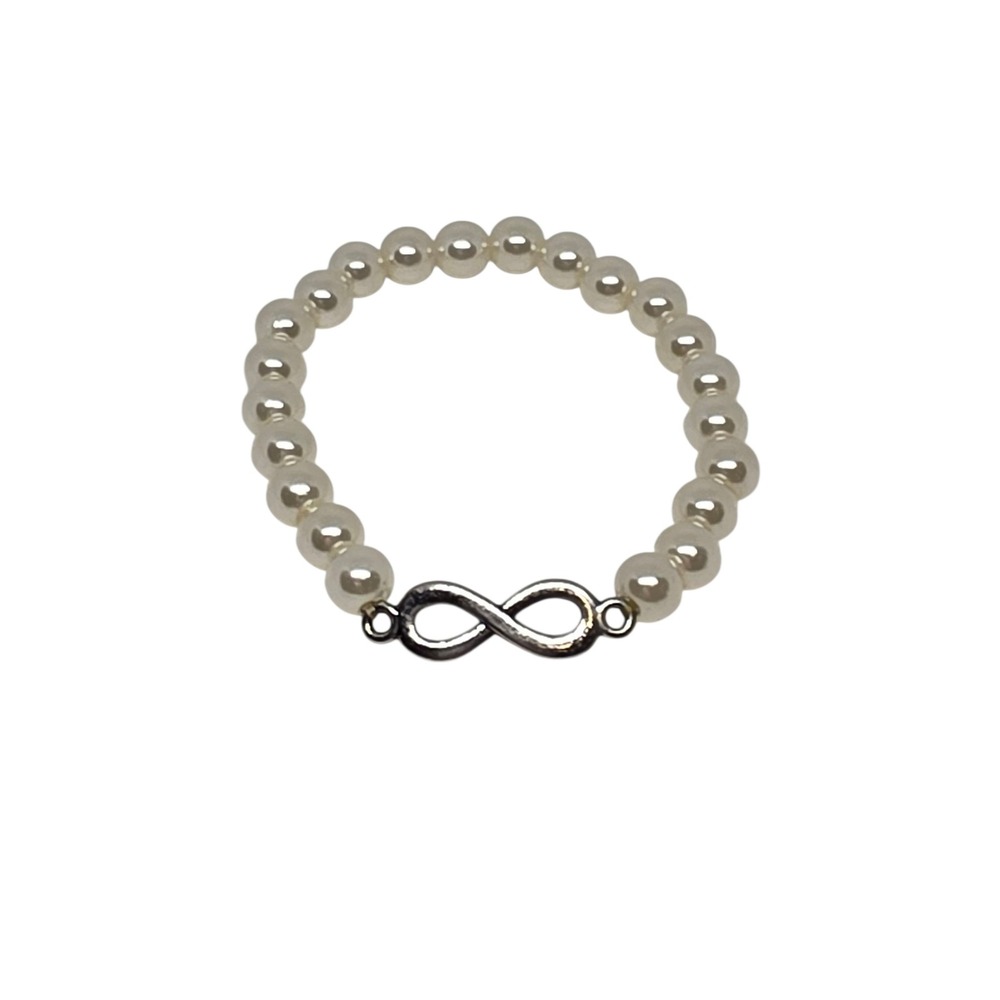 Stretchy Pearl Beaded Bracelet Infinity Charm Elegant Jewelry Fashion Accessory